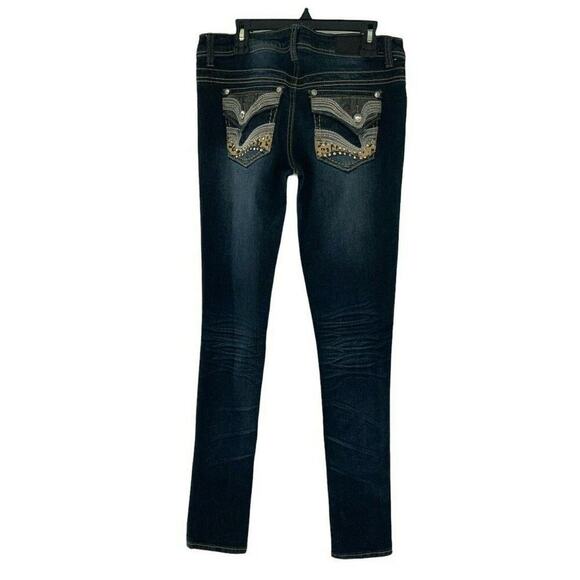 Twentyone Black By Rue Jeans Teens Size 3/4 Skinny Distressed Whiskers Denim - Picture 5 of 12